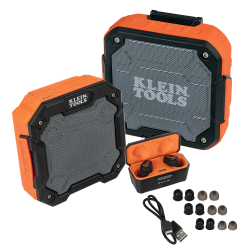 Wireless Speaker And Jobsite Earbuds - Whether you want to take calls or listen to music, Klein Tools has the sound solutions for your jobsite. Our Wireless Speakers have loud, clear sound that can be heard from a distance, and our Jobsite Earbuds allow you to block out the noise and just hear what you need to. Both are designed to be compact and easy to transport, meaning you can take your sound wherever you need it.